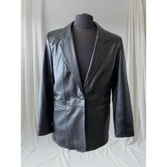 Men's Leather Blazer Jacket Large